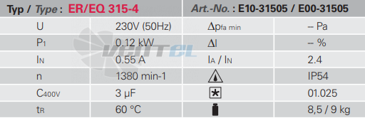 Rosenberg ER 315-4 - описание, технические характеристики, графики